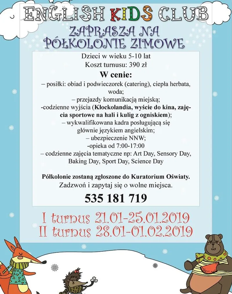 Półkolonie zimowe 2019